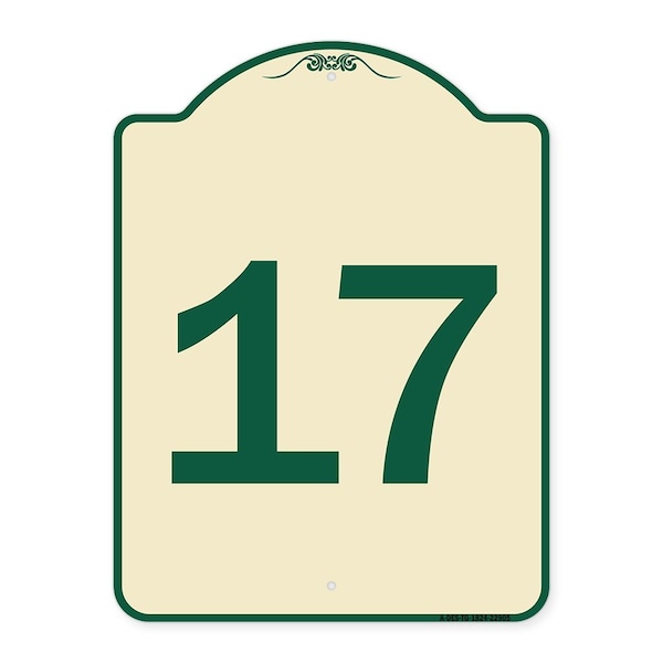 Signmission Sign with Number 17 Heavy-Gauge Aluminum Architectural Sign, 24" x 18", TG-1824-22905 A-DES-TG-1824-22905 - main